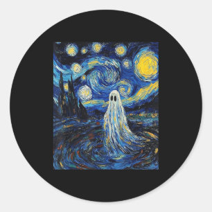 Ghost Halloween - Van Gogh Style - Starry Night Classic Round Sticker