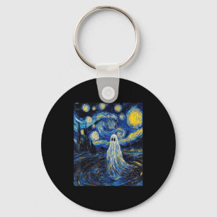 Ghost Halloween - Van Gogh Style - Starry Night  Keychain