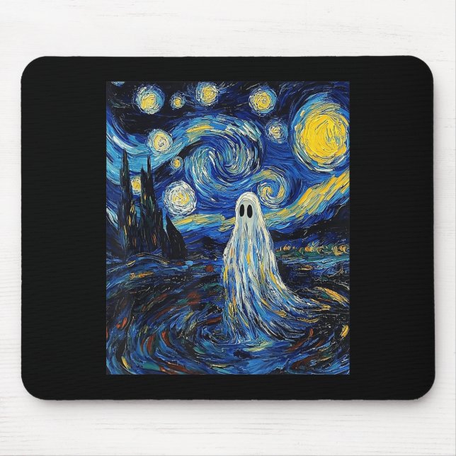 Ghost Halloween - Van Gogh Style - Starry Night  Mouse Pad (Front)