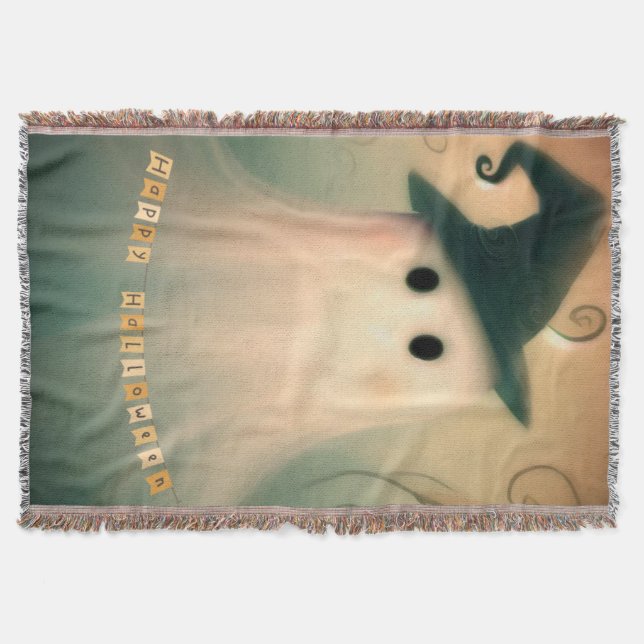 Ghost/Halloween/whimsical/fall Throw Blanket (Front)