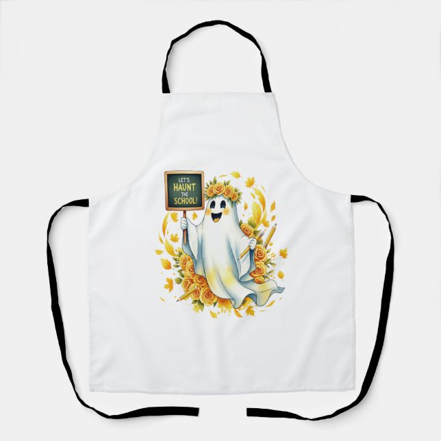 Ghost Haunt School Halloween Apron (Front)
