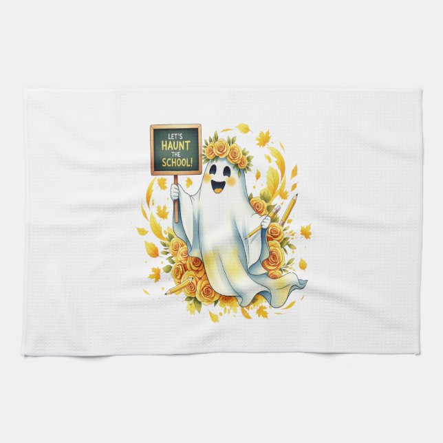Ghost Haunt School Halloween Kitchen Towel (Horizontal)