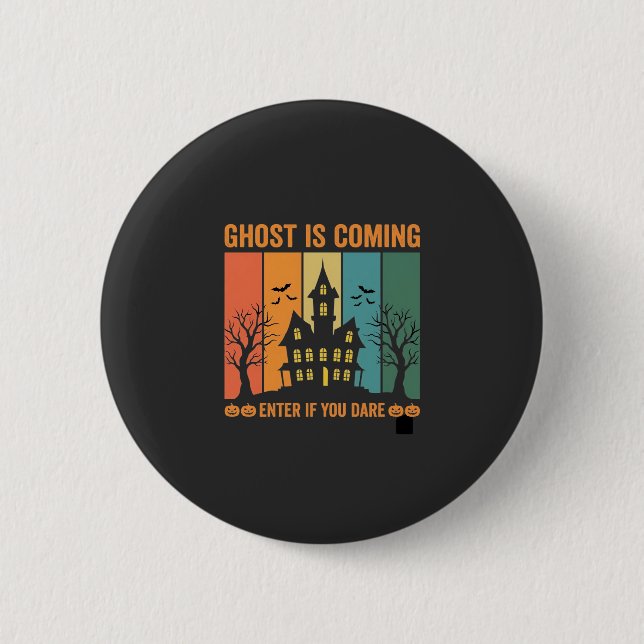 Ghost Haunted House Halloween Vector Design 2 Inch Round Button (Front)