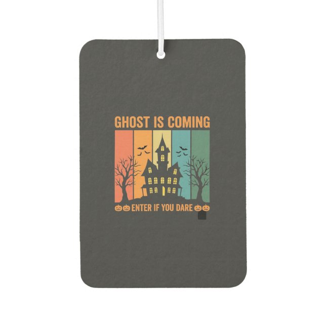 Ghost Haunted House Halloween Vector Design Air Freshener (Front)