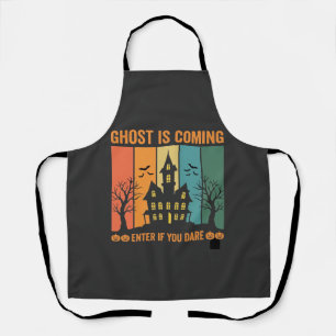 Ghost Haunted House Halloween Vector Design Apron