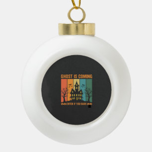 Ghost Haunted House Halloween Vector Design Ceramic Ball Christmas Ornament