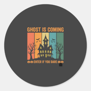 Ghost Haunted House Halloween Vector Design Classic Round Sticker