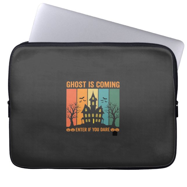 Ghost Haunted House Halloween Vector Design Laptop Sleeve (Front)