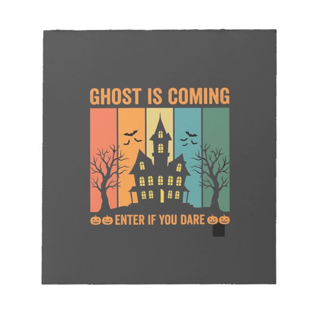 Ghost Haunted House Halloween Vector Design Notepad (Front)