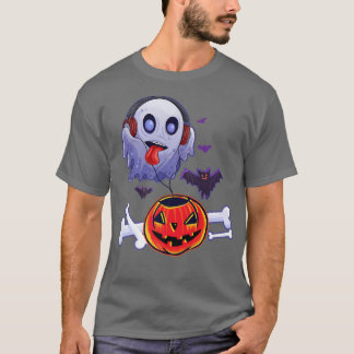 Ghost Hear Music Pumpkin Halloween Men women kids  T-Shirt