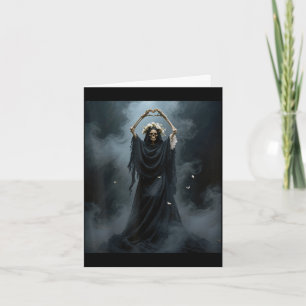 Ghost heart hands mothers day floral skull flowers card