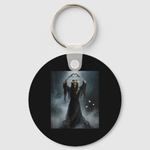 Ghost heart hands mothers day floral skull flowers keychain