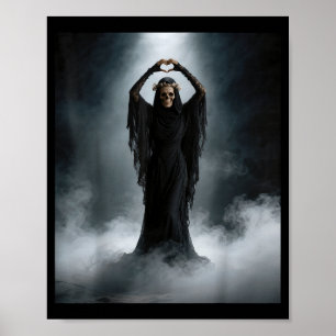 Ghost heart hands mothers day floral skull flowers poster