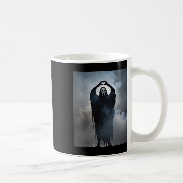 Ghost Heart Hands Scary Face Horror Poster Hallowe Coffee Mug (Right)