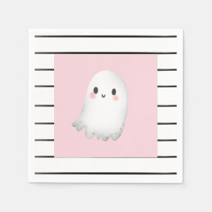 Ghost Hey Boo Pastel Pink Halloween Birthday  Napkin