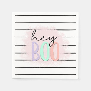 Ghost Hey Boo Pastel Pink Halloween Birthday  Napkin