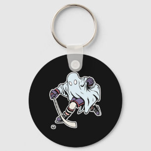 Ghost Hockey Player Scary Sports Ice Hockey Hallow Keychain