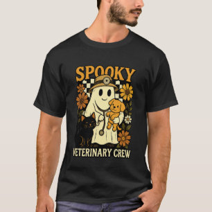Ghost Holding Black Cat, Dog Veterinarian Hallowee T-Shirt