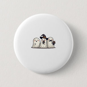 Ghost Holding Black Cat Funny Halloween Cat Lovers 2 Inch Round Button