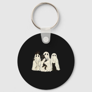 Ghost Holding Black Cat Funny Halloween Cat Lovers Keychain
