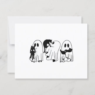 Ghost Holding Black Cat Funny Halloween Cat Lovers Postcard
