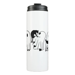 Ghost Holding Black Cat Funny Halloween Cat Lovers Thermal Tumbler