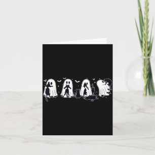 Ghost Holding Black Cat Halloween Black Cat Lover Card