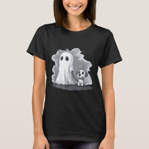 Ghost Holding Puppy Dog Funny Halloween Costume T-Shirt