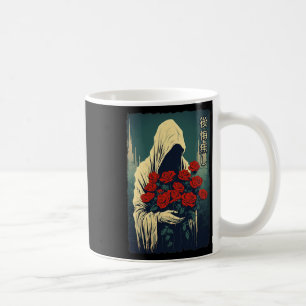 Ghost Holding Red Roses Halloween Sad Aesthetic St Coffee Mug