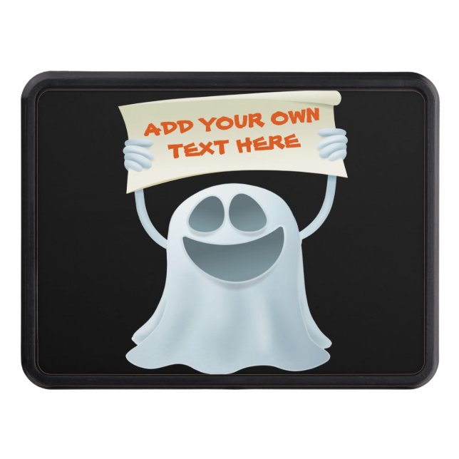 Ghost holding text  trailer hitch cover (Front)