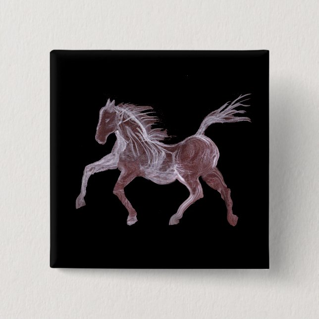 Ghost Horse Dancing 2 Inch Square Button (Front)