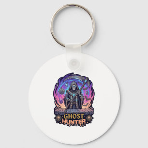 Ghost Hunter Grim Reaper Skeleton Scythe Purple Fl Keychain