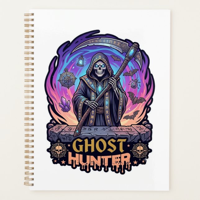 Ghost Hunter Grim Reaper Skeleton Scythe Purple Fl Planner (Front)