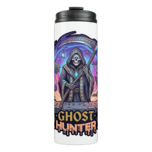 Ghost Hunter Grim Reaper Skeleton Scythe Purple Fl Thermal Tumbler
