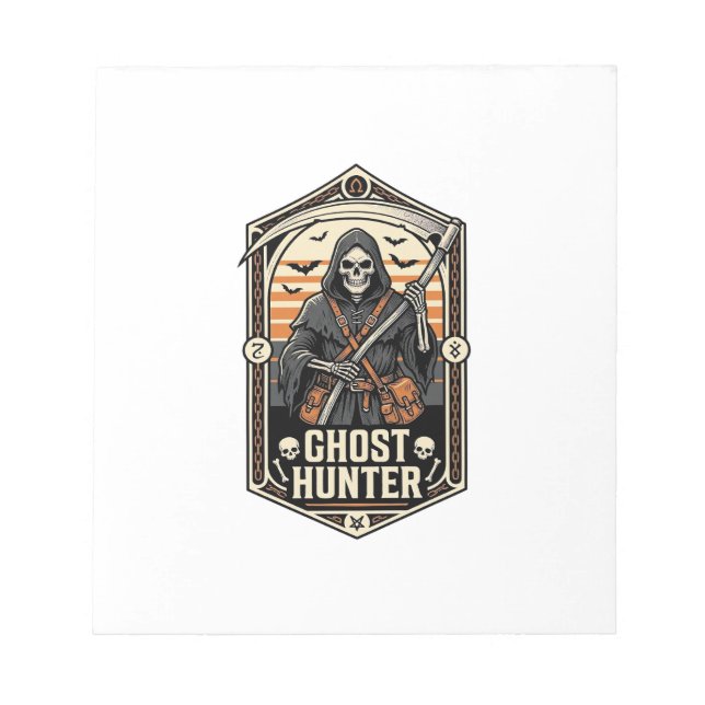 Ghost Hunter Shirt Vintage Reaper Halloween Design Notepad (Front)