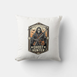 Ghost Hunter Shirt Vintage Reaper Halloween Design Throw Pillow