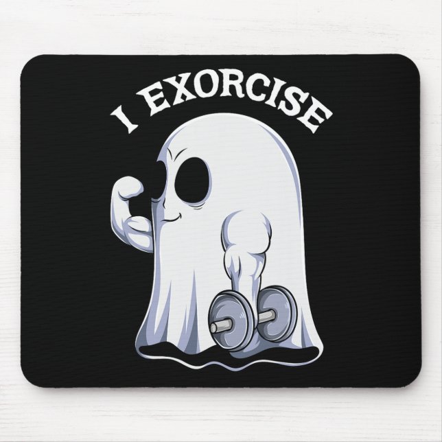 Ghost I Exorcise Fun Gym Exercise Workout Spooky H Mouse Pad (Front)
