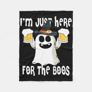 Ghost I'm Just Here For Boos Halloween Cute Ghost Fleece Blanket