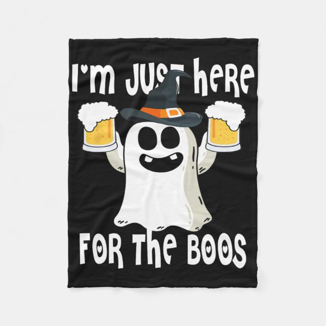 Ghost I'm Just Here For Boos Halloween Cute Ghost  Fleece Blanket (Front)
