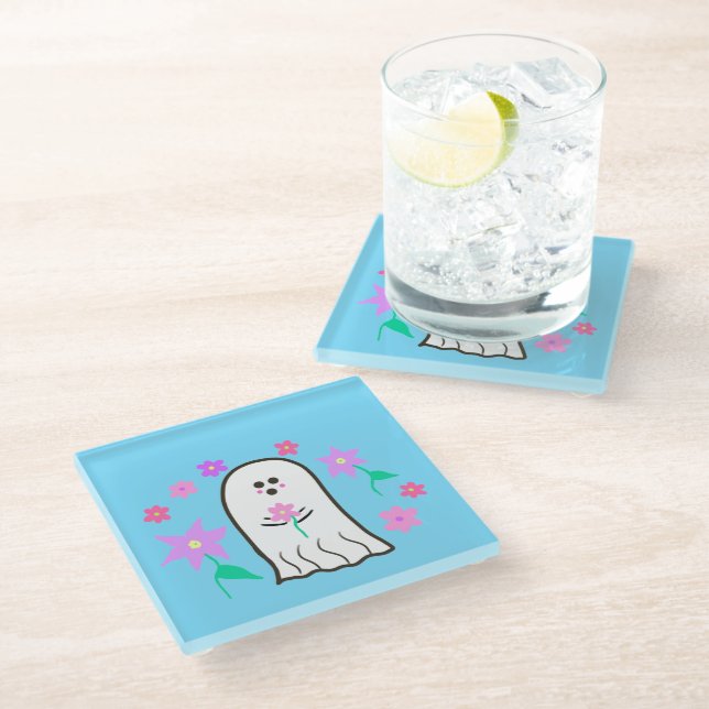 Ghost in a Flower Garden  Glass Coaster (Angled)