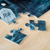 Ghost in a graveyard Halloween jigsaw puzzle (Side)