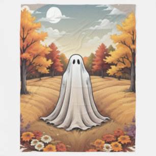 Ghost in Autumn Forest Fleece Blanket