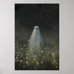 Ghost in Daisy Field Art Print Dark Academia