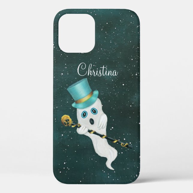 Ghost in Night Sky Blue Eyes Top Hat Gold Skull  Case-Mate iPhone Case (Back)