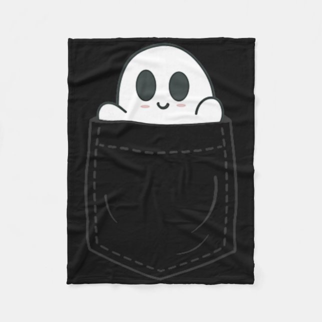 Ghost In Pocket Halloween  Fleece Blanket (Front)