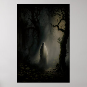Ghost in the Forest by Moonlight, Vintage Poster