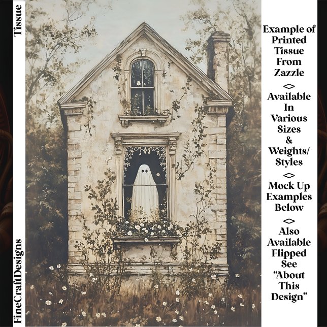 Ghost in the Window, Haunted House DZ7R Decoupage  Tissue Paper (Creator Uploaded)