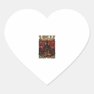 Ghost Is Coming Halloween Haunted House Pumpkins B Heart Sticker
