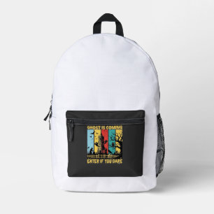 Ghost Is Coming Halloween Haunted House Witch Owl_ Printed Backpack