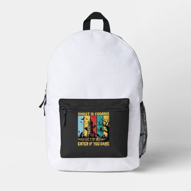 Ghost Is Coming Halloween Haunted House Witch Owl_ Printed Backpack (Front)